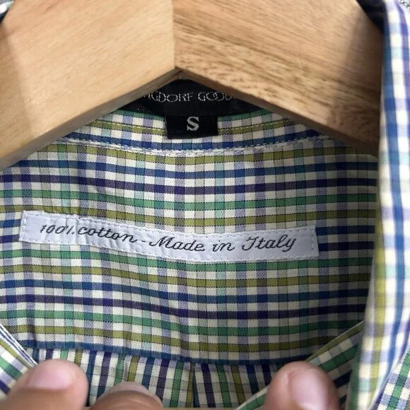 BERGDORF GOODMAN Shirt Mens Small Plaid Long Sleeve Button Up Casual Preppy - Picture 7 of 10